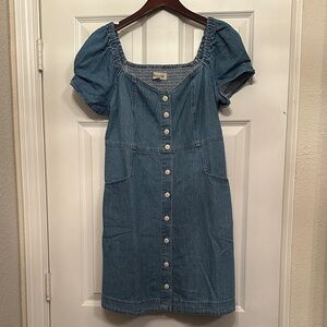 Madewell Kylie puff sleeve women’s size 10 Denim Button-Down Dress
